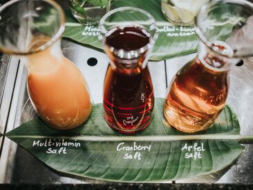 Zu unserem Hotel-Frühstück gehören unterschiedliche Fruchtsäfte.